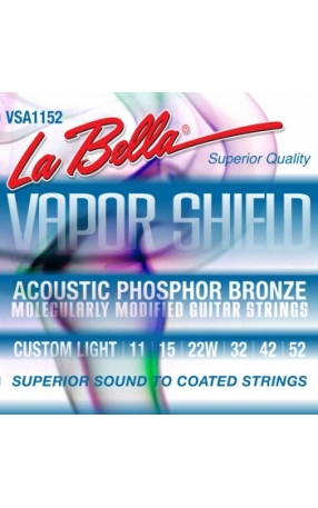 מיתרים לגיטרה אקוסטית LA BELLA VAPOR SHIELD 11-52