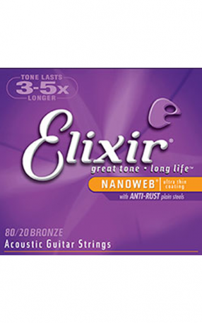 מיתרים לגיטרה אקוסטית ELIXIR NANOWEB 11052